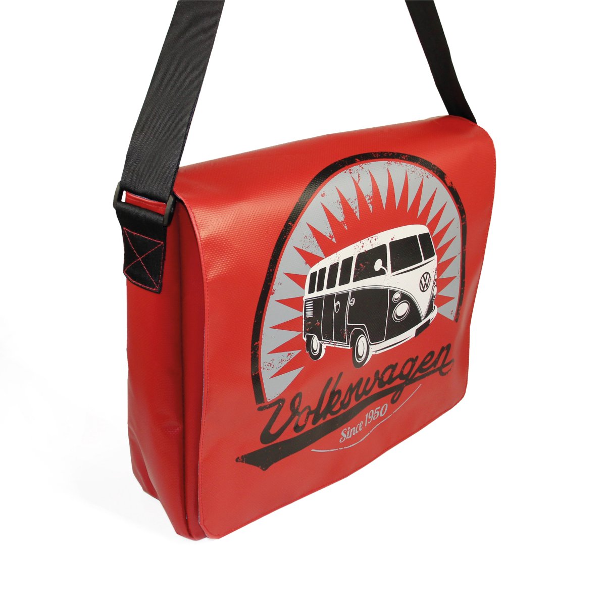 VW T1 BUS Hliðartaska rauð - VINTAGE LOGO