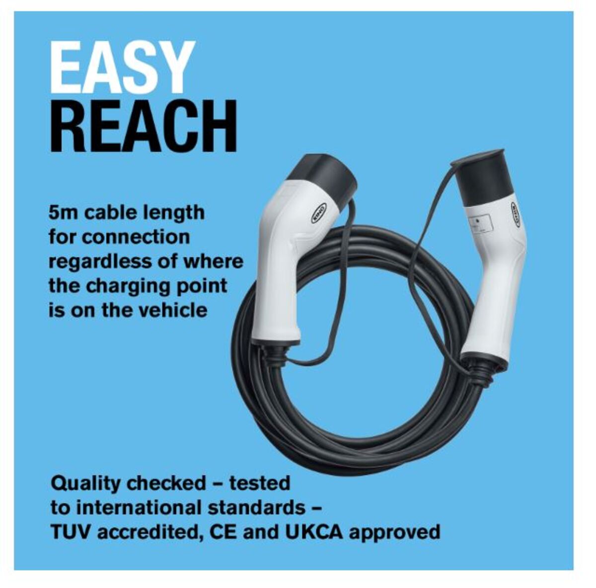 Hleðslusnúra 5m Type 2, 3P 32A 22kw